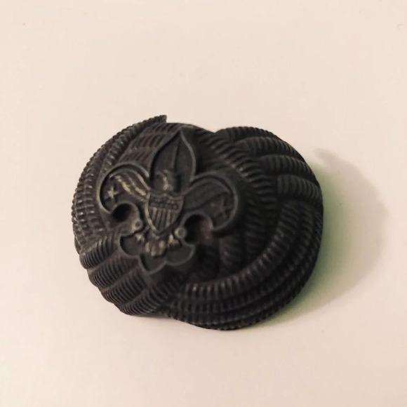 Vintage Boy Scout Neckerchief  Slide Scarf Slider Eagle Crest - Picture 5 of 8